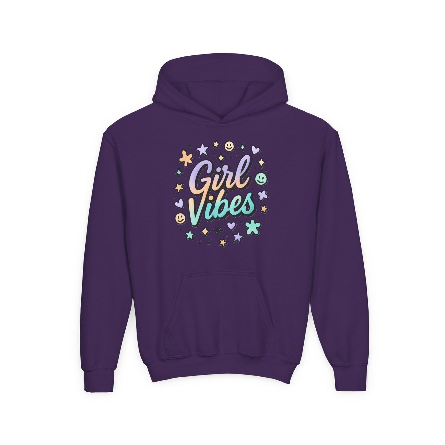 Youth Hoodie with 'Girl Vibes' Design, Trendy Pullover for Teens, Perfect Gift for Birthdays, Casual Wear, and Everyday Comfort