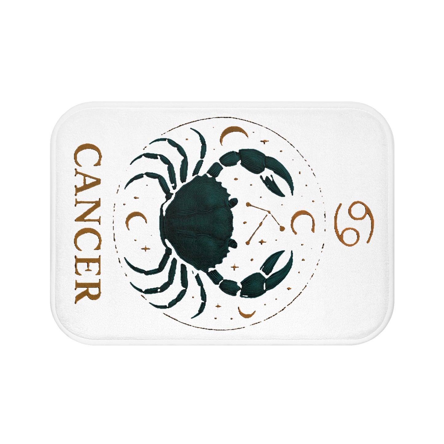 Cancer Zodiac Bathmat. Astrology Home Decor, Celestial Gift, Bathroom Accessory, Crab Design. Floor Rug