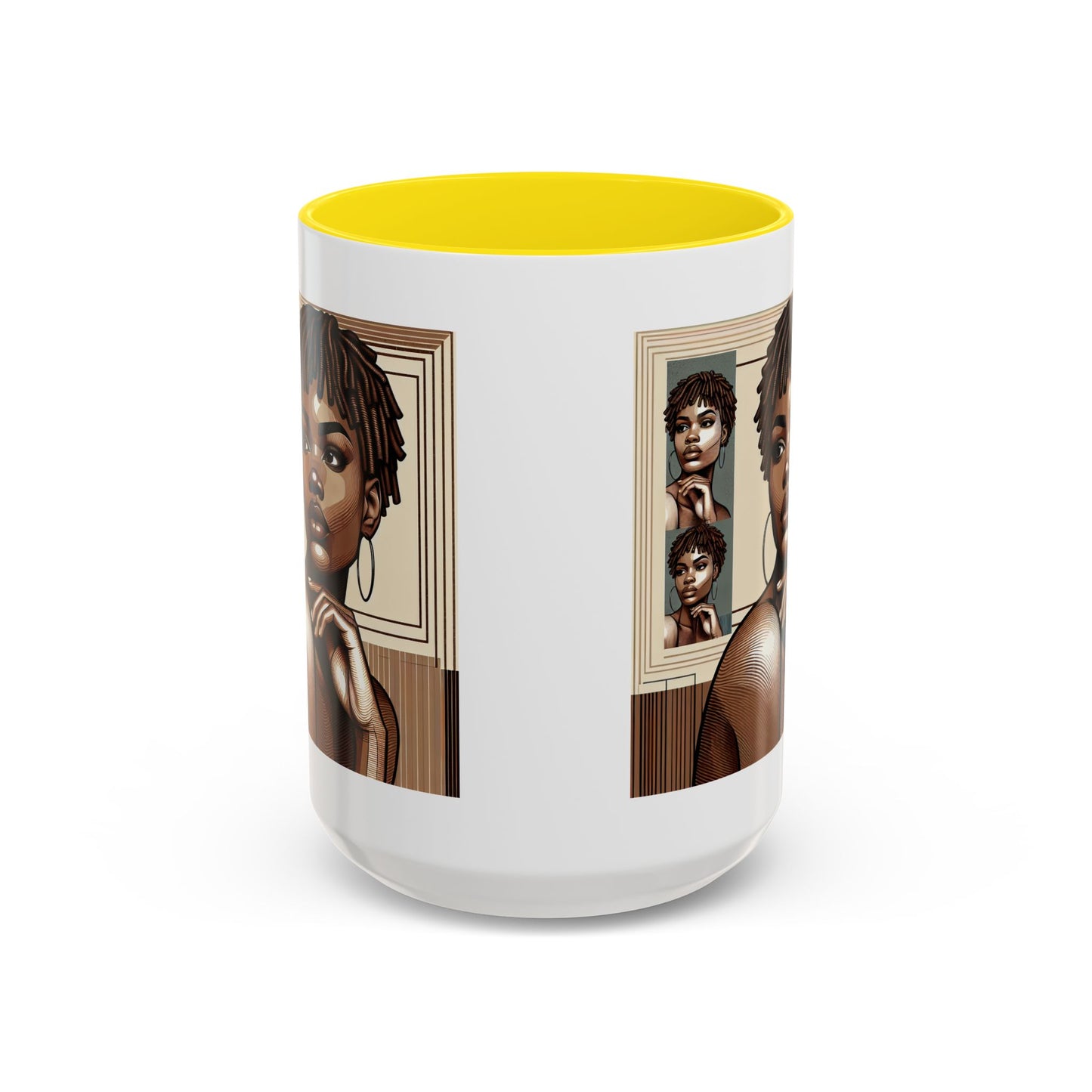 Elegant Art Coffee Mug, Unique Mug Gift, Black Girl Coffee Cup, Afrocentric Accent Mug