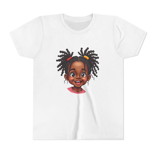 Adorable Girl Graphic Tee for Kids Casual Wear Gift for Locs Lovers Afro Hair Black American African Girl T-shirt