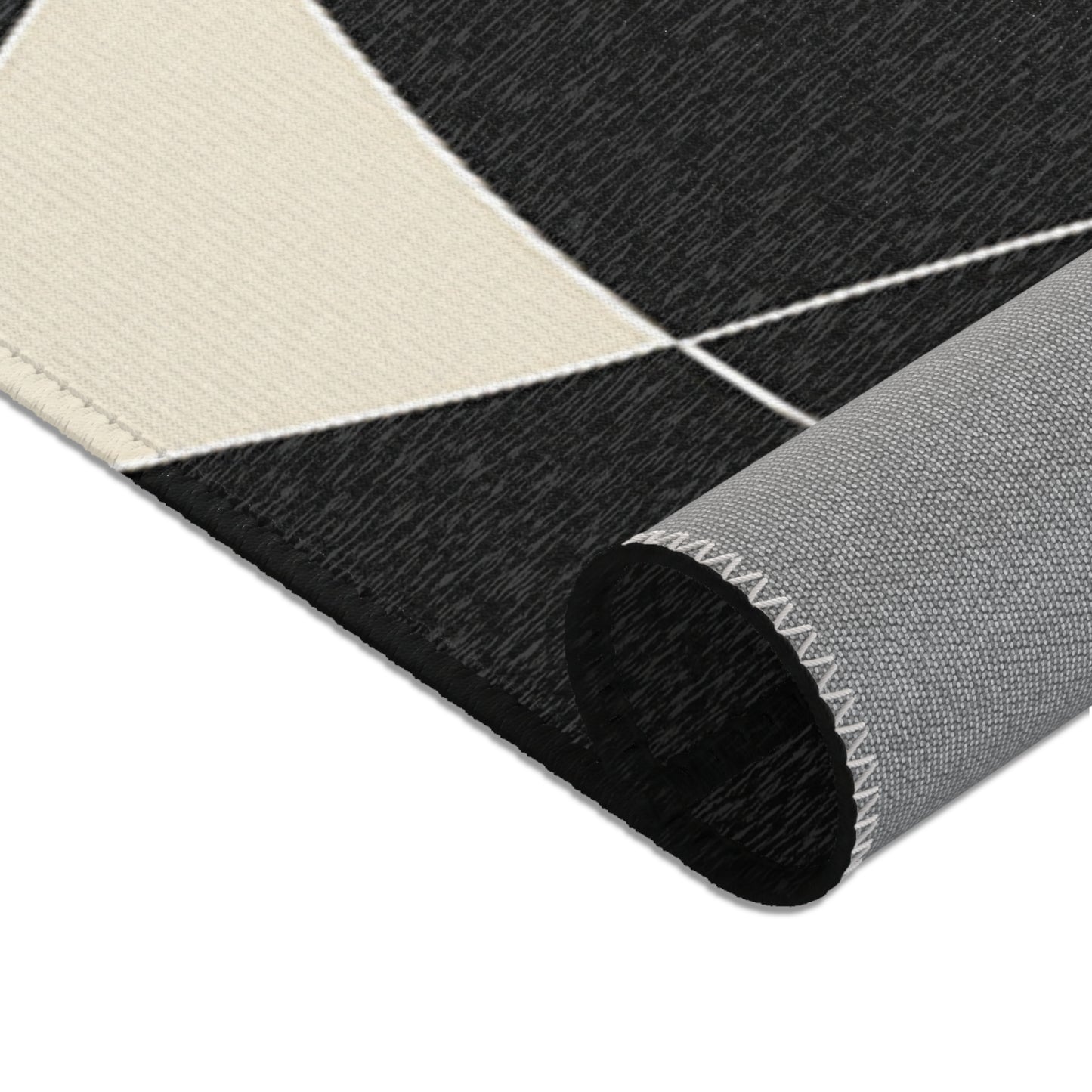 Modern Abstract Area Rug. Stylish Home Decor, Boho Chic Floor Mat, Minimalist Geometric Carpet, Black & White, Contemporary Living