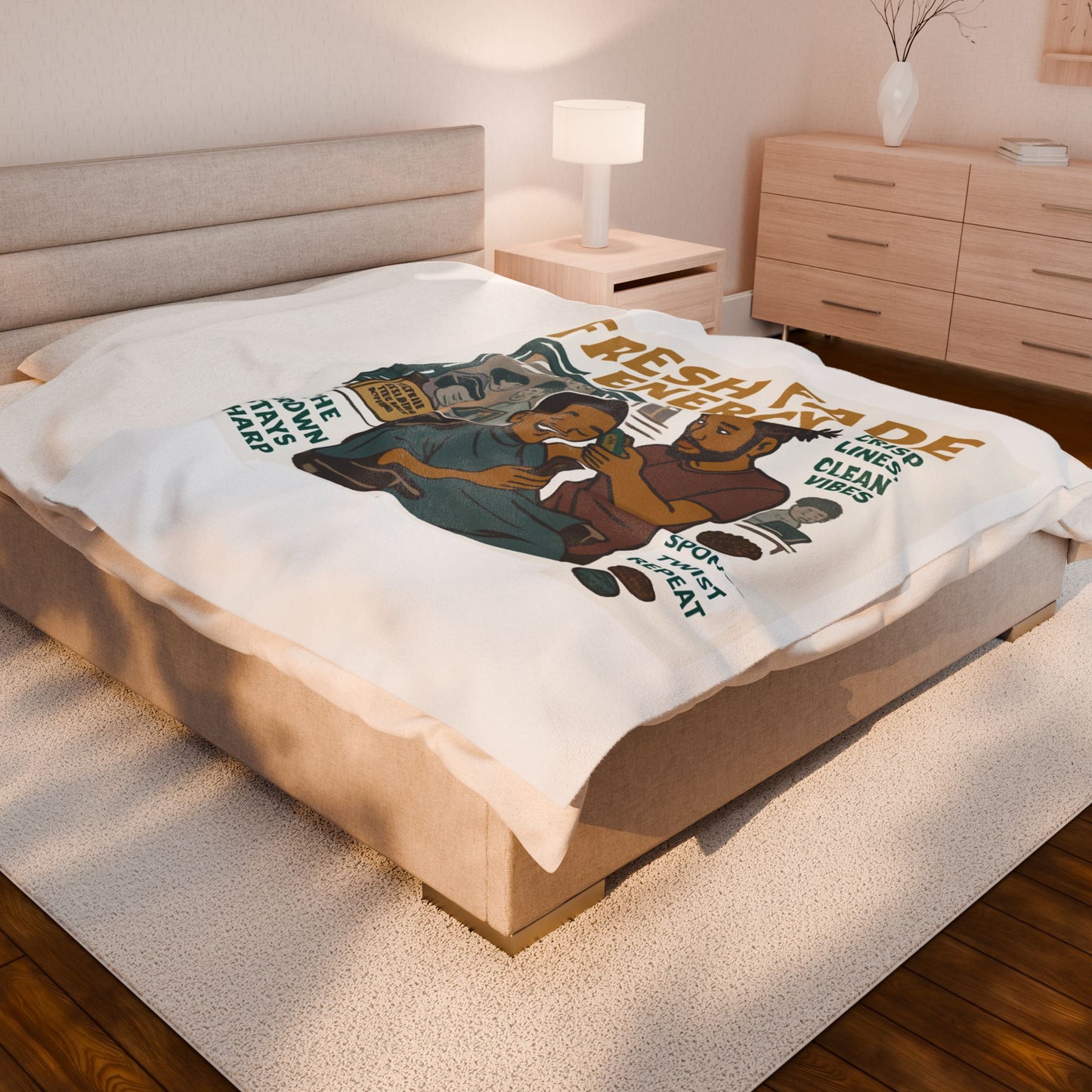 Fresh Fade Energy Cozy Velveteen Plush Blanket. Gift for Him. Home Decor, Barber Shop Decor, Birthday Gift