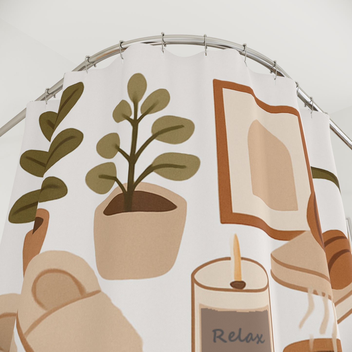 Cozy Vibes Shower Curtain, Home Decor, Bathroom Accessories, Gift for Her, Modern Boho Style, Relaxing Atmosphere