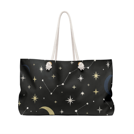 Celestial Weekender Bag - Starry Night Travel Tote, Astrology Bag, Weekend Getaway Bag