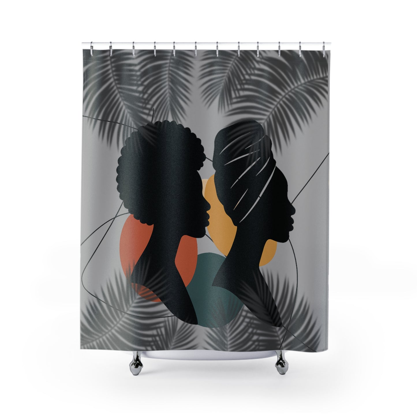 Bohemian Shower Curtain, Modern Bathroom Decor, Afrocentric Home Accent, Tropical Vibe, Gift for New Homeowners, Adjustable Size