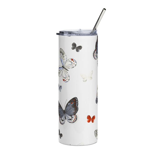 Butterfly Stainless Steel Tumbler, 20oz - Eco-Friendly Drinkware, Gift for Nature Lovers, Travel Mug, Summer Vibes, Unique Beverage Holder