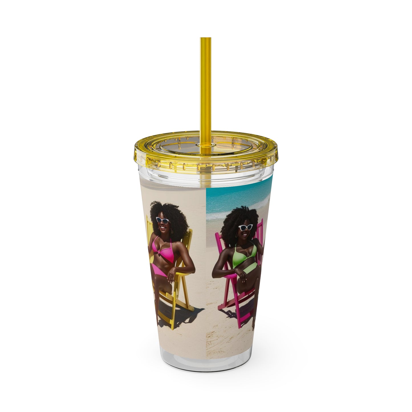 Girls Trip Tumbler with Straw - 16oz Summer Travel Cup