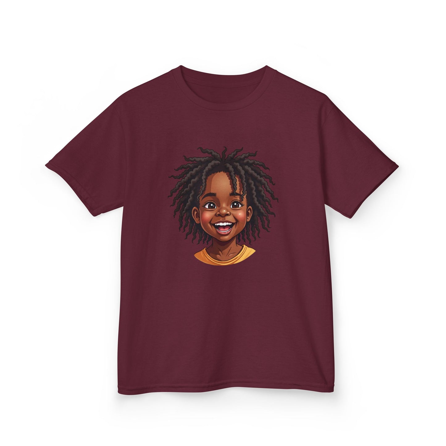 Joyful Locs Tee, Fun Youth Shirt, Perfect for Birthdays, Playdates, Afro Hair Black American African Girl