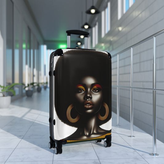 Bold Travel Suitcase, Unique Black Woman Luggage, Carry On Bag, Fashionable Travel Accessory, Gift for Travelers Afro Hair Black American African Girl