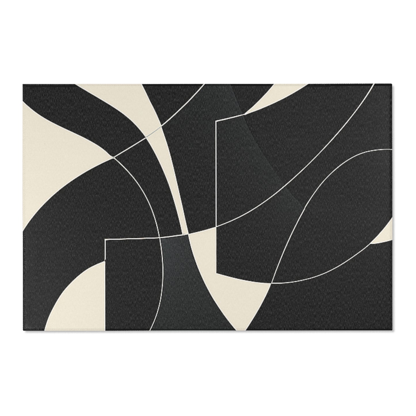 Modern Abstract Area Rug. Stylish Home Decor, Boho Chic Floor Mat, Minimalist Geometric Carpet, Black & White, Contemporary Living