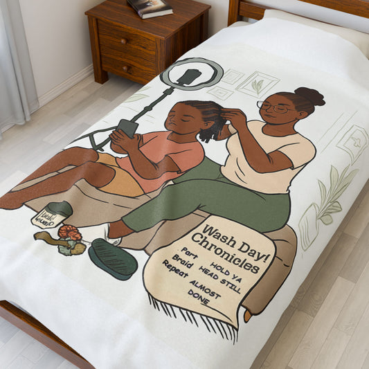 Wash Day Chronicles. Warm and Cozy Velveteen Plush Blanket for Family Connection, Home Decor, Gift for Moms