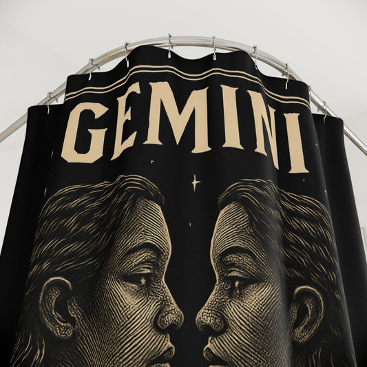 Gemini Zodiac Shower Curtain, Astrological Decor, Celestial Bathroom, Astrology Gift, Twin Sisters Theme