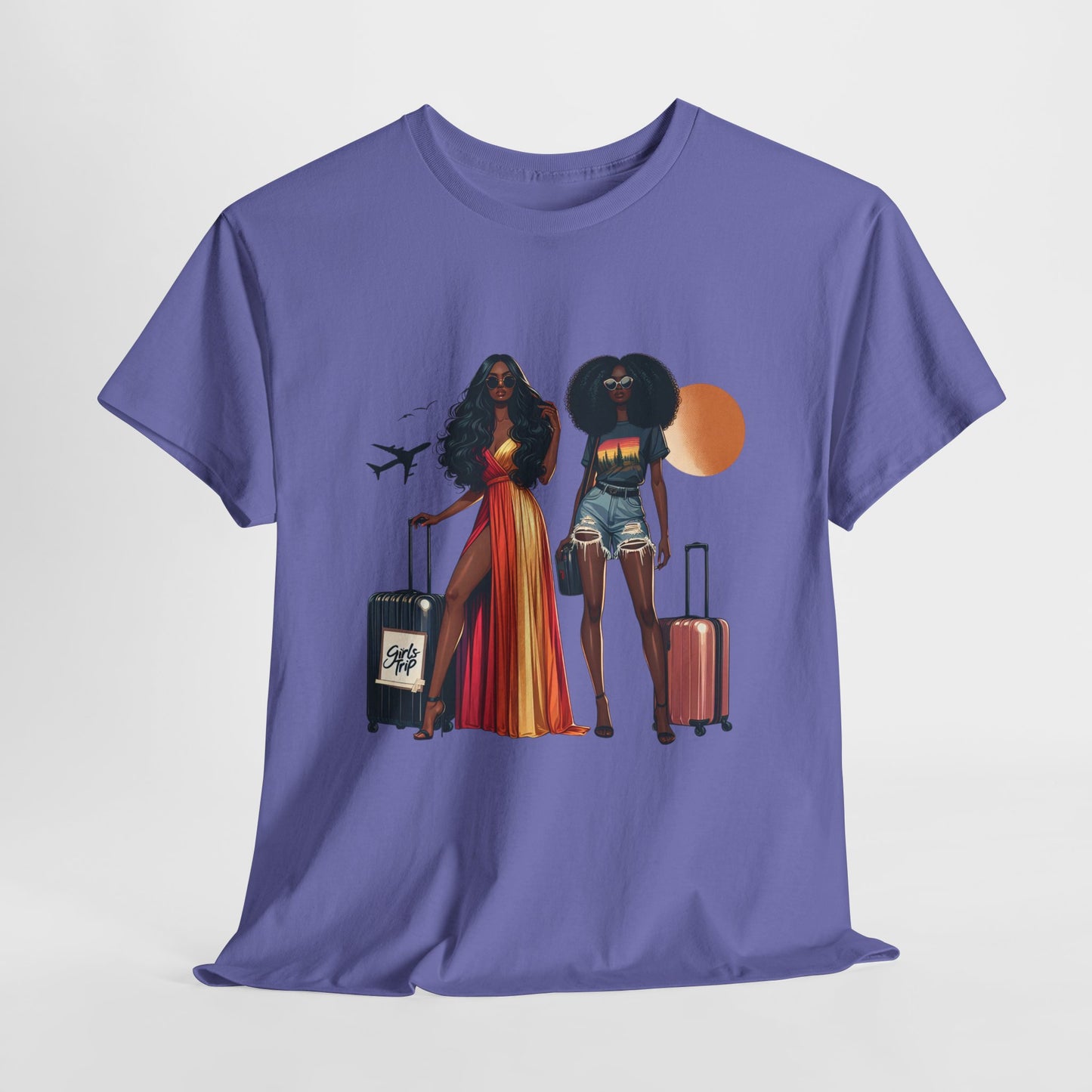 Wheels Up Heels On Travel Vibes Casual Wear Gift for Locs Lovers Afro Hair Black American African Girl T-shirt