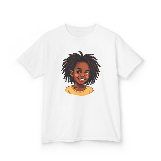 Cutie Kids Tee. Fun Youth Shirt, Perfect for Birthdays, Playdates, Creative Expression, Afro Hair Black American African Girl T-shirt