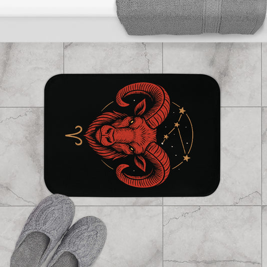 Aries Bathmat Zodiac, Non-Slip Mat for Home Decor, Astrological Gift, Bathroom Accessory, Horoscope Decor