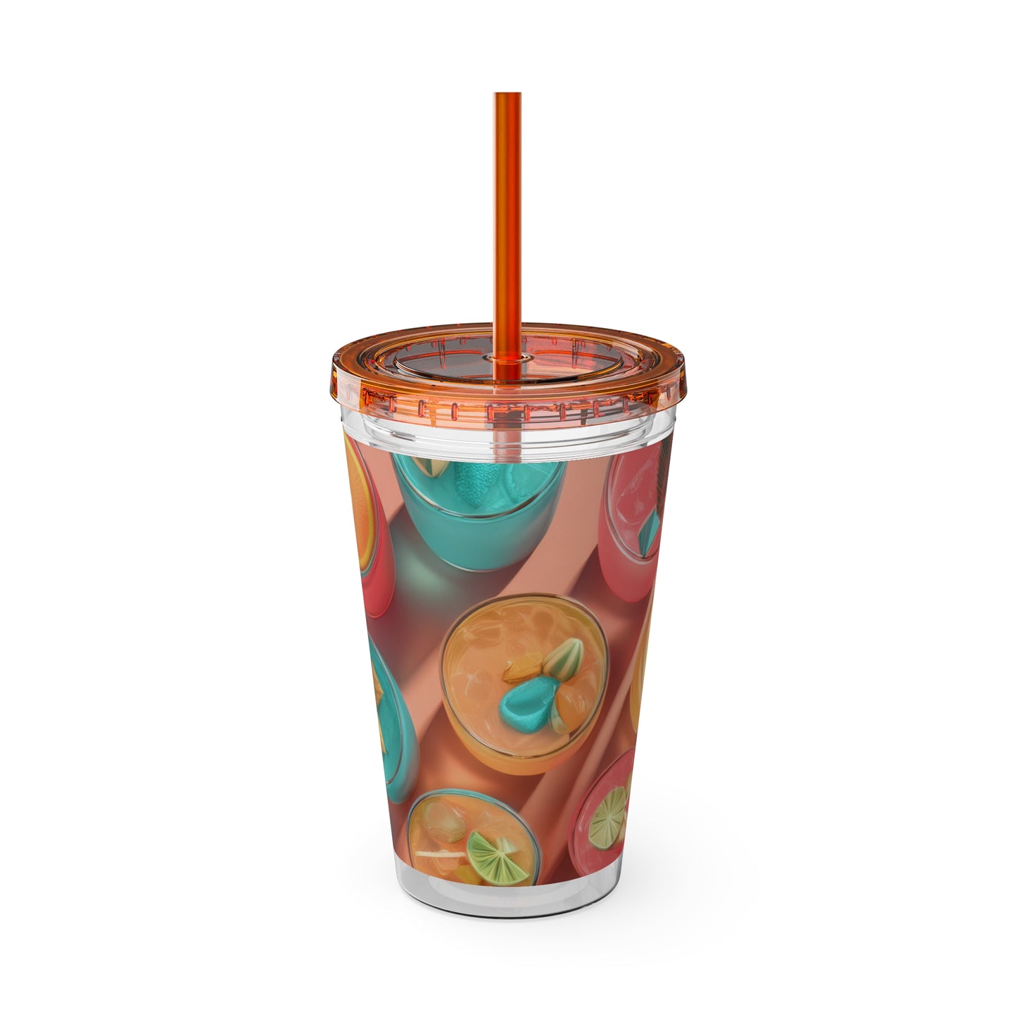 Colorful Sunsplash Tumbler with Straw, Drinkware for Summer, Travel Mug, Gift for Beach Lovers, Reusable Cup, Hydration Essential