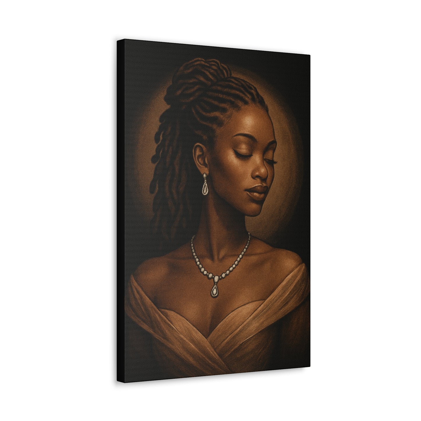 Elegant Wall Art Print, Black Woman Portrait, Home Decor, Inspirational Art, Gift for Her, Canvas Artwork
