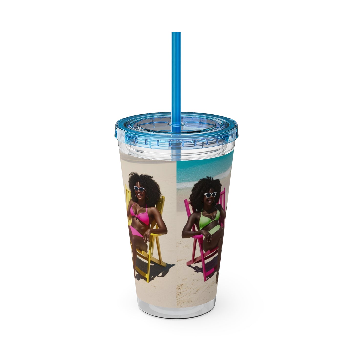 Girls Trip Tumbler with Straw - 16oz Summer Travel Cup