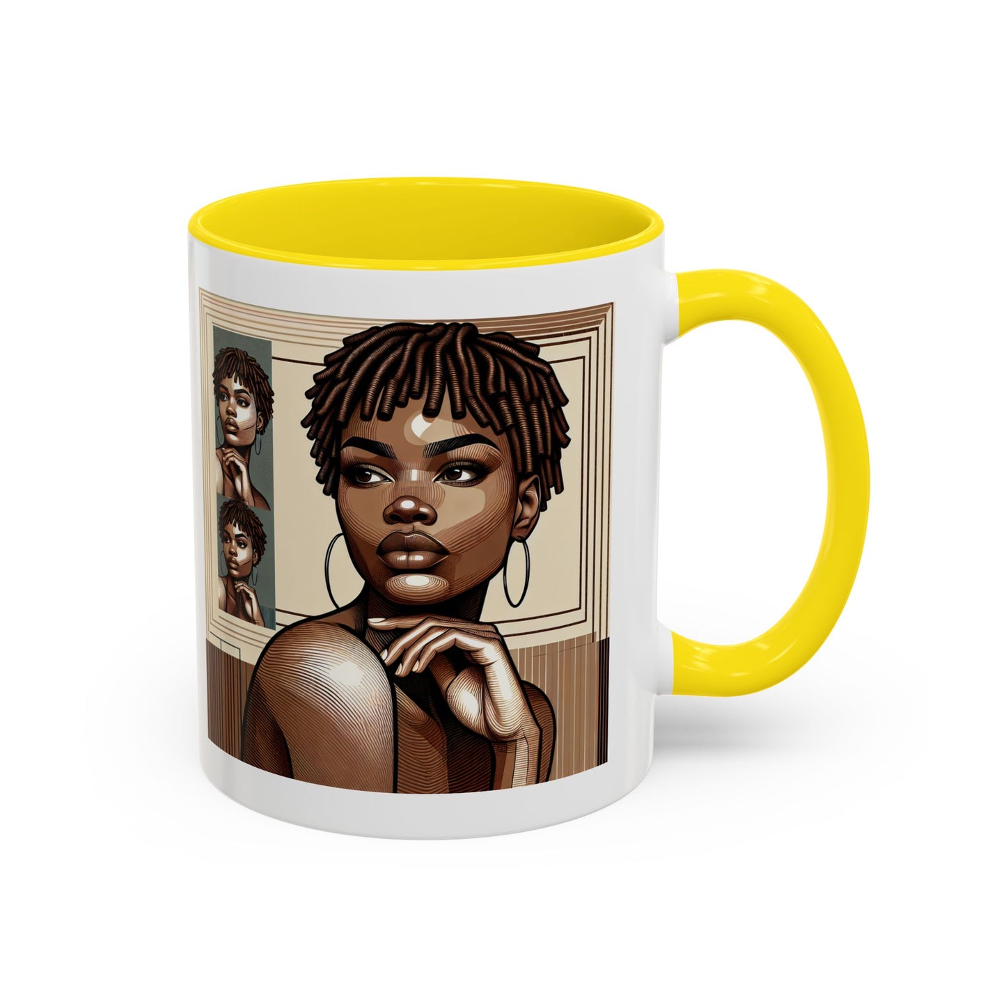 Elegant Art Coffee Mug, Unique Mug Gift, Black Girl Coffee Cup, Afrocentric Accent Mug