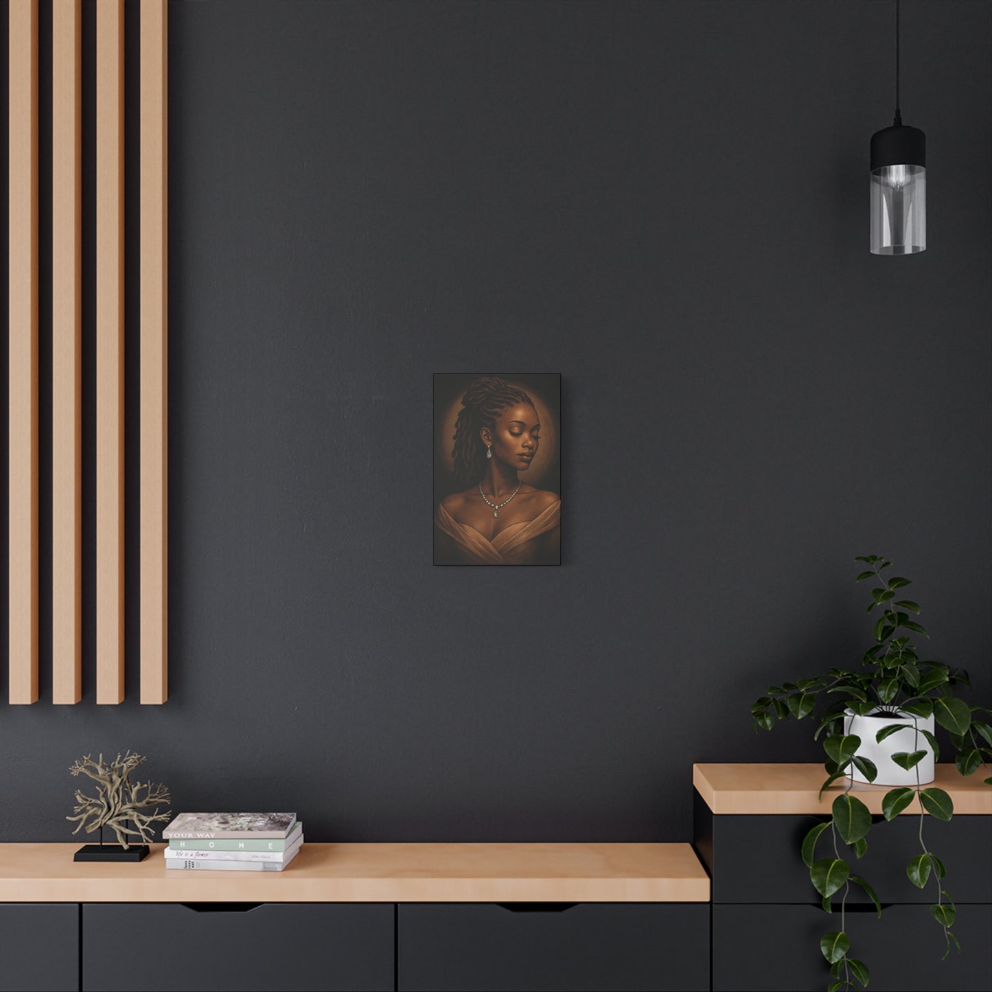 Elegant Wall Art Print, Black Woman Portrait, Home Decor, Inspirational Art, Gift for Her, Canvas Artwork