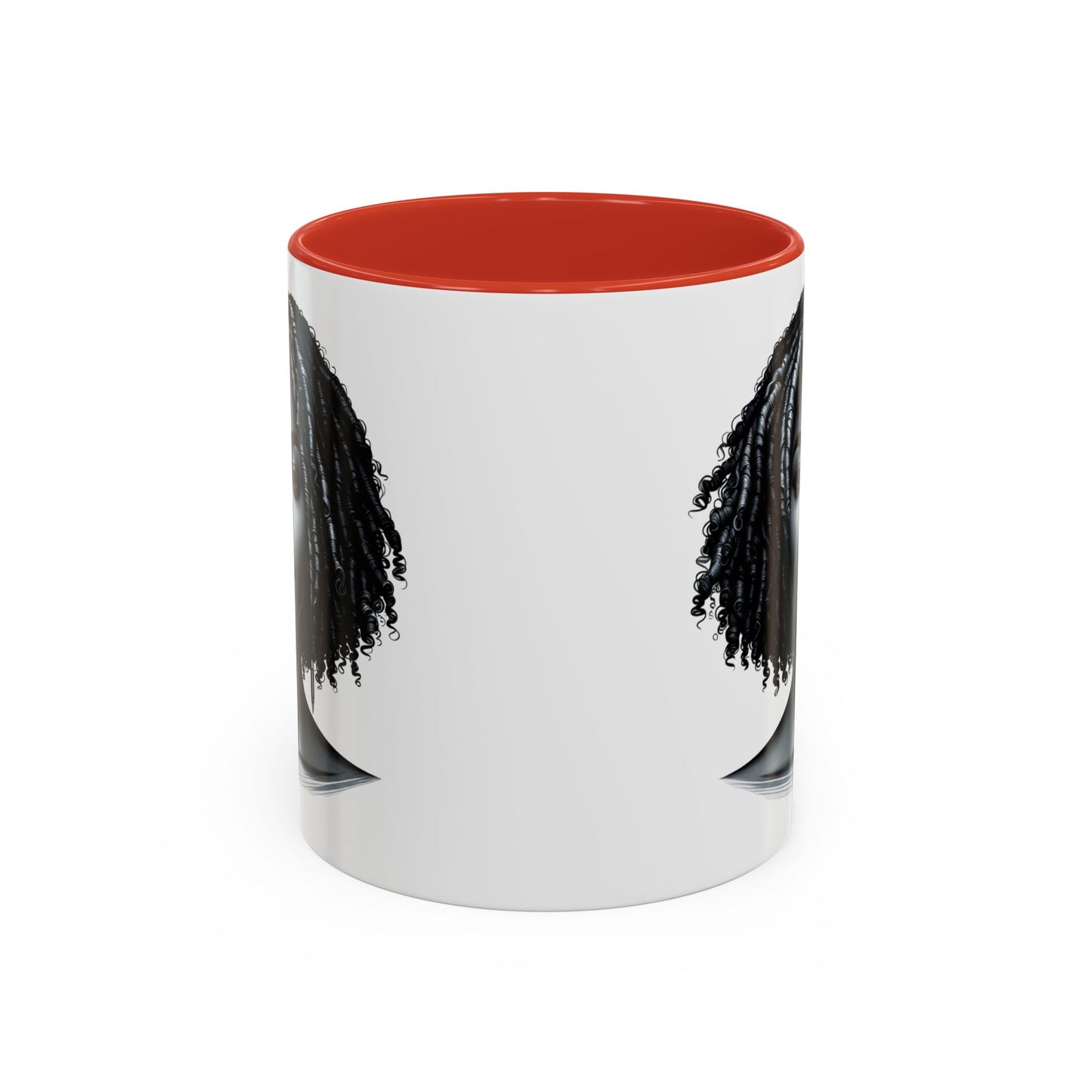 Elegant Black Woman Accent Coffee Mug. Afrocentric Gift for Coffee Lovers, Afro Hair Black American African Girl