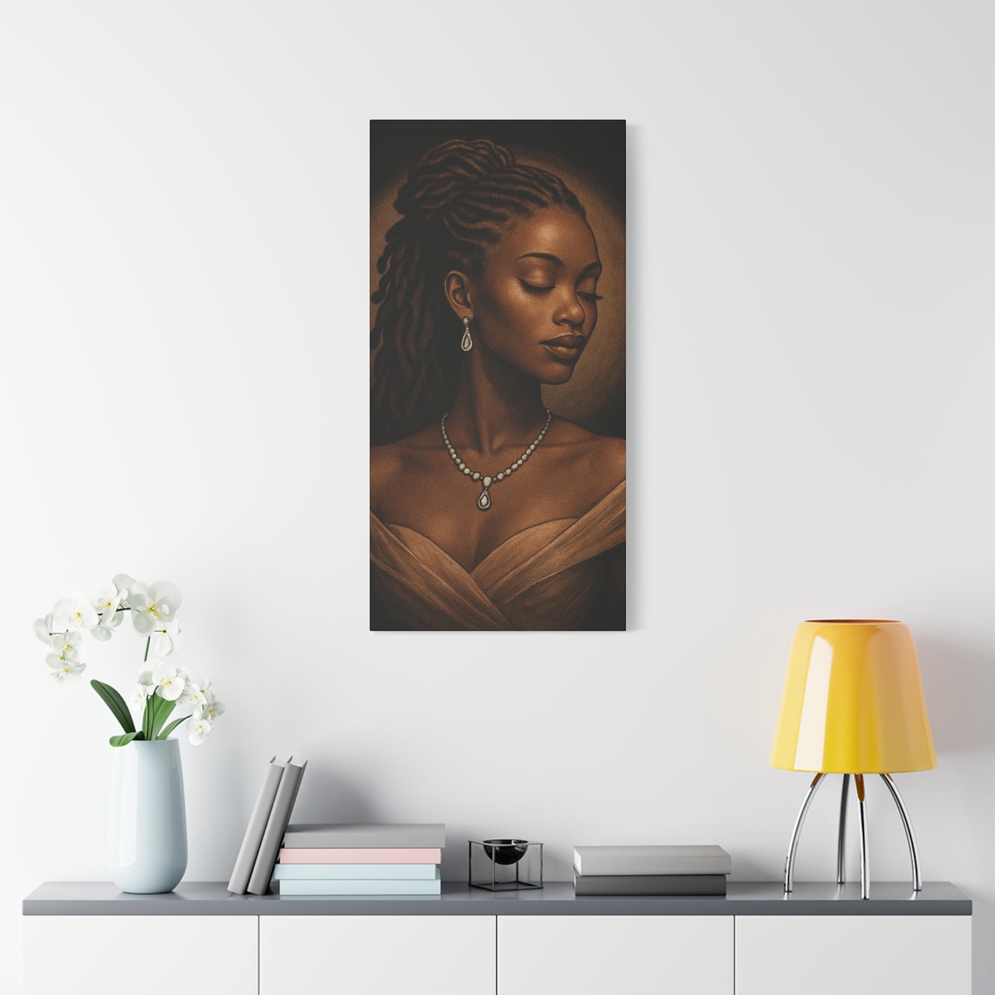 Elegant Wall Art Print, Black Woman Portrait, Home Decor, Inspirational Art, Gift for Her, Canvas Artwork