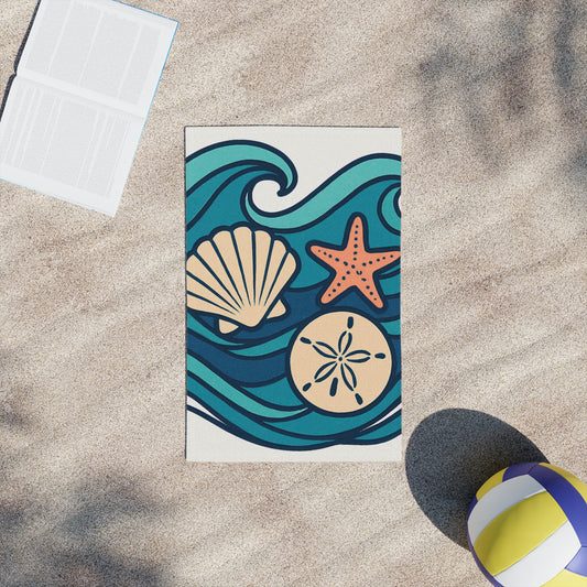 Coastal Beach Towels with Sea Shells and Starfish Design | Perfect for Summer, Pool Days, Gifts, Beach Vacations, Home Decor