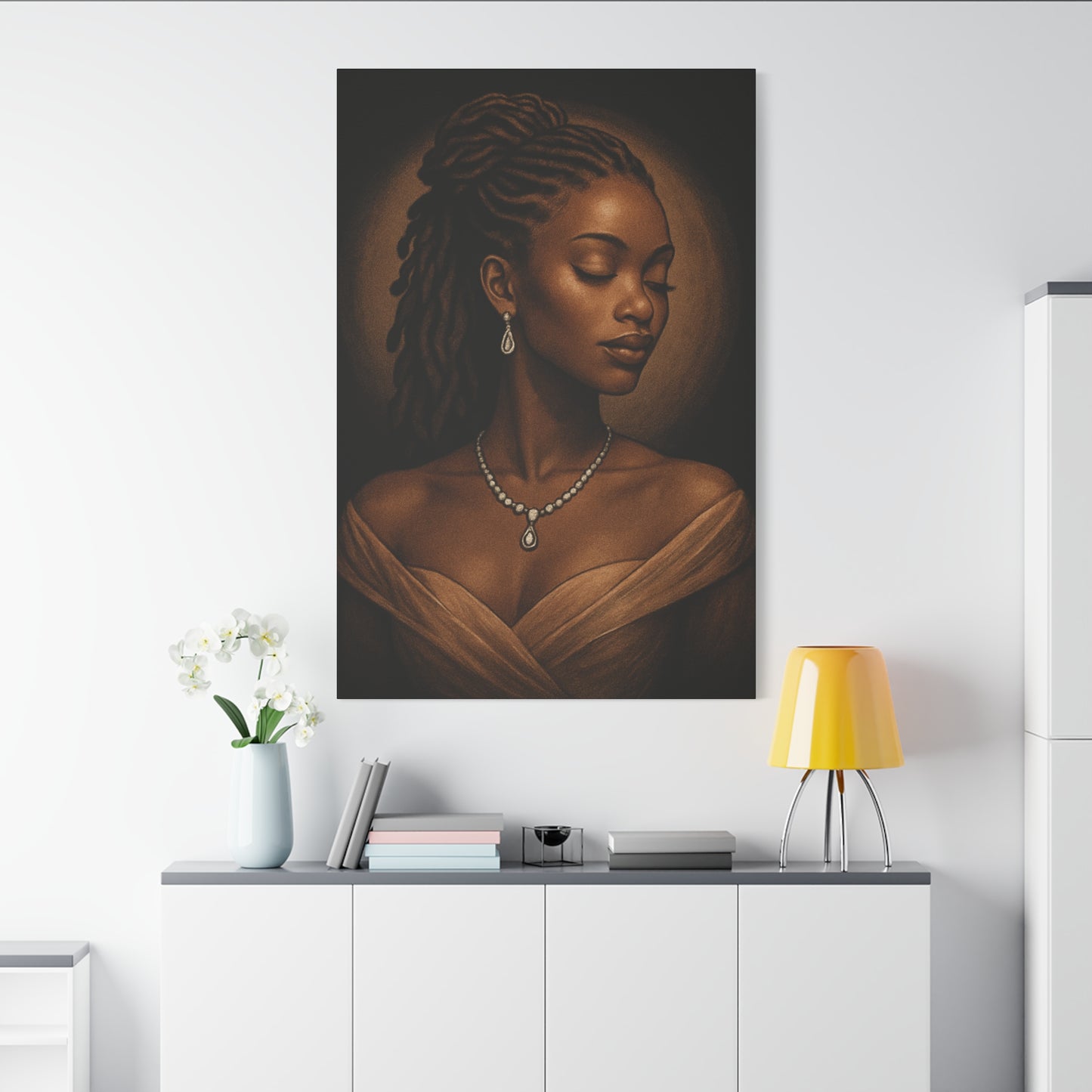 Elegant Wall Art Print, Black Woman Portrait, Home Decor, Inspirational Art, Gift for Her, Canvas Artwork