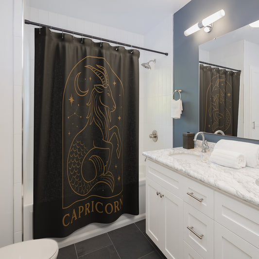 Capricorn Zodiac Shower Curtain, Astrological Home Decor, Stylish Bathroom Accessory, Celestial Gift