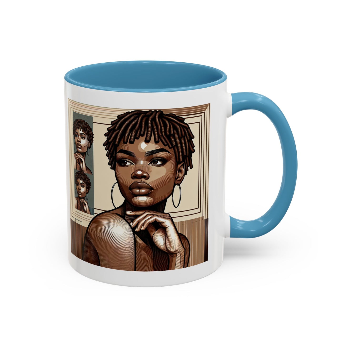 Elegant Art Coffee Mug, Unique Mug Gift, Black Girl Coffee Cup, Afrocentric Accent Mug