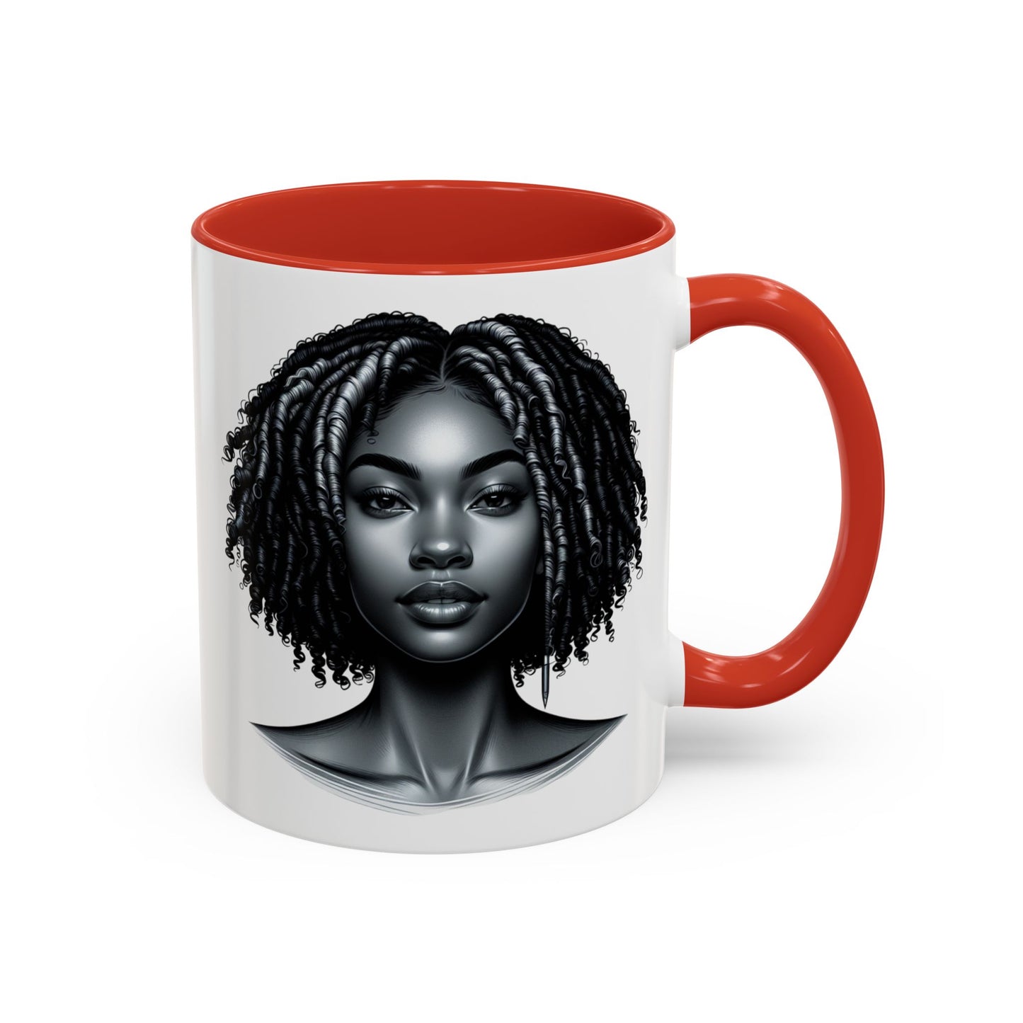 Elegant Black Woman Accent Coffee Mug. Afrocentric Gift for Coffee Lovers, Afro Hair Black American African Girl
