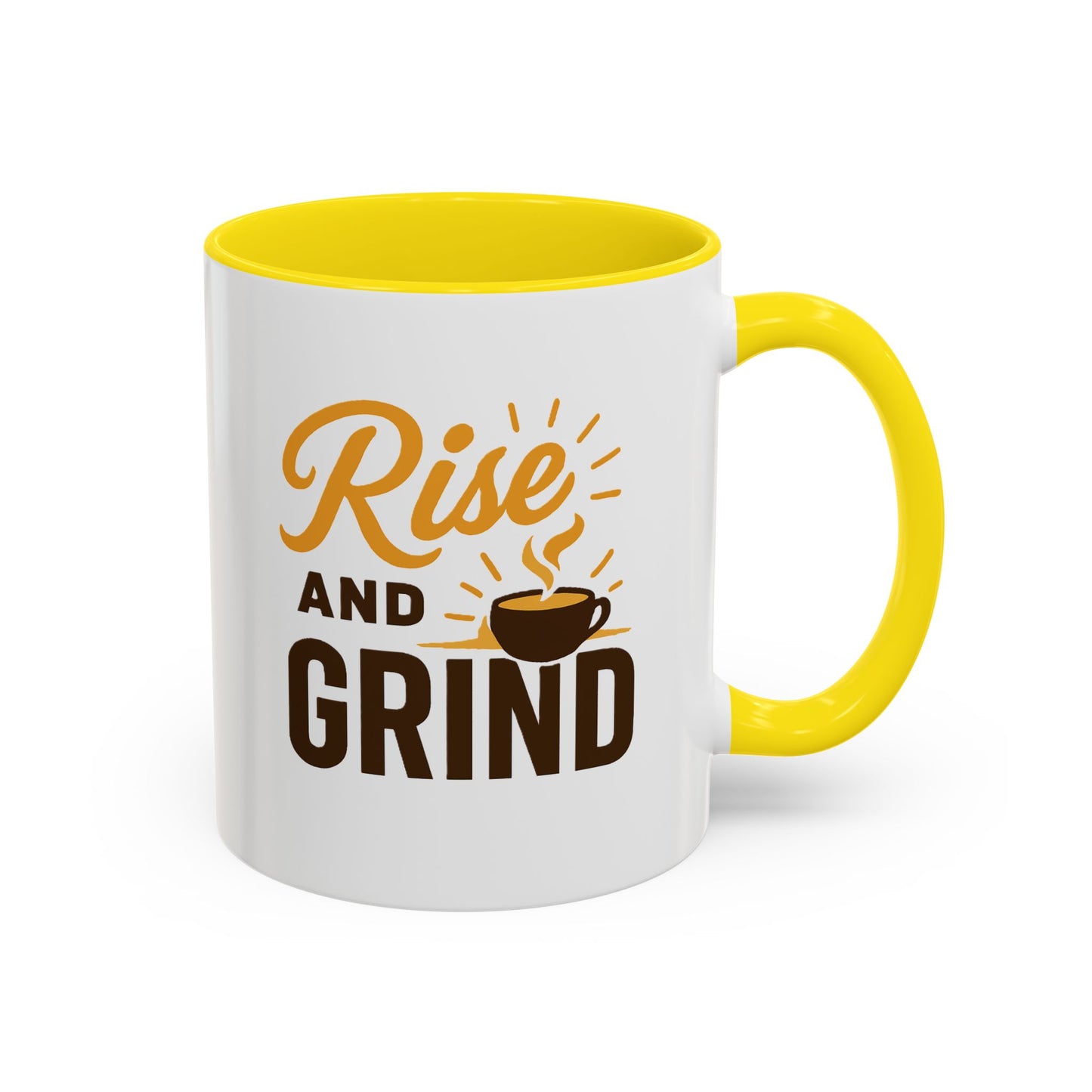 Coffee Lover's Motivational Mug | Rise and Grind for a Perfect Start, Gift for Baristas, Cozy Mornings, Home Office Decor, 11 & 15oz