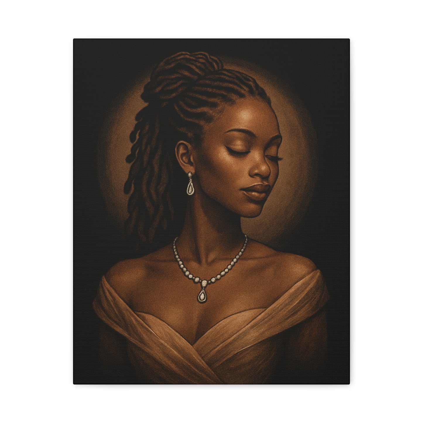 Elegant Wall Art Print, Black Woman Portrait, Home Decor, Inspirational Art, Gift for Her, Canvas Artwork