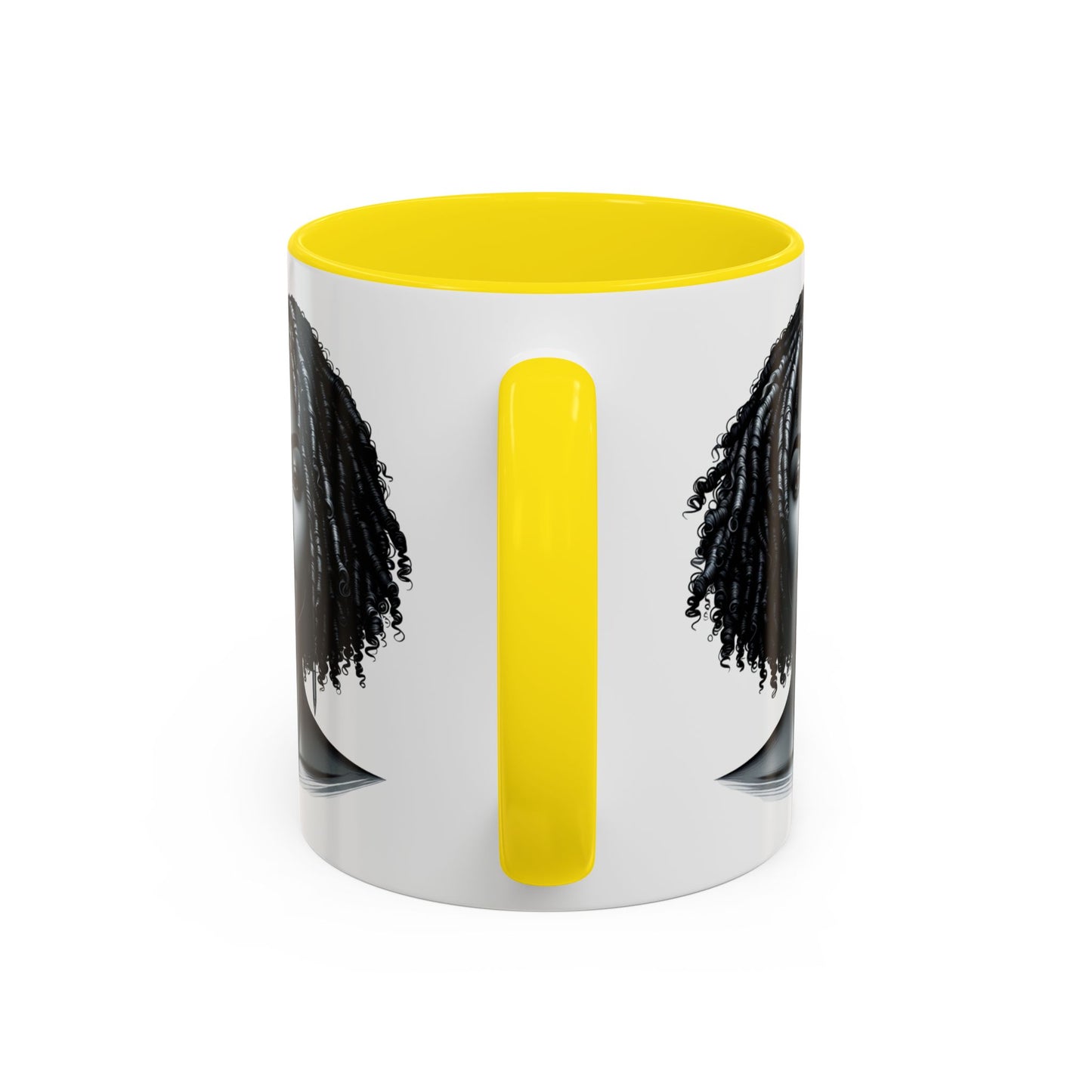 Elegant Black Woman Accent Coffee Mug. Afrocentric Gift for Coffee Lovers, Afro Hair Black American African Girl