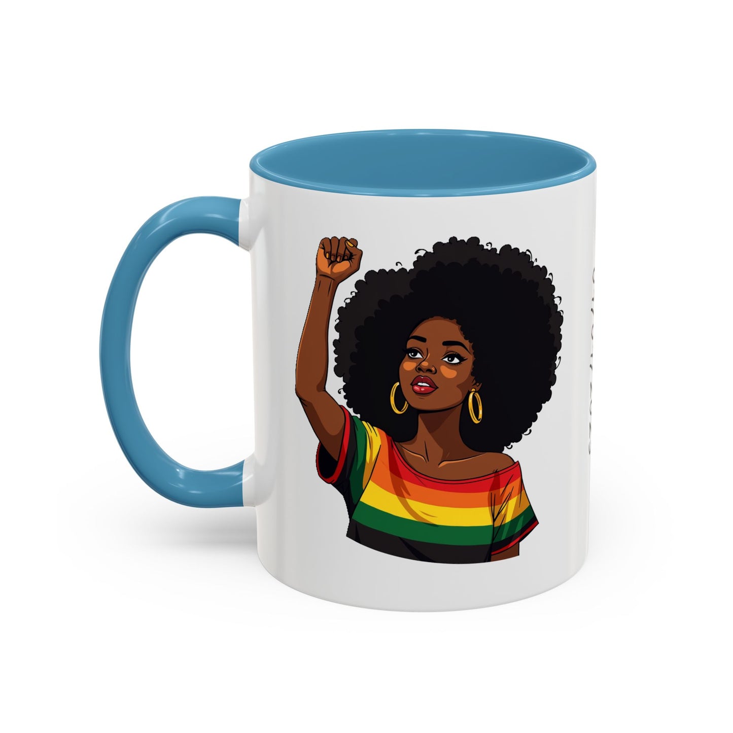 Empowered Black Woman Personalized Coffee Mug. Afro Hair Black American African Girl