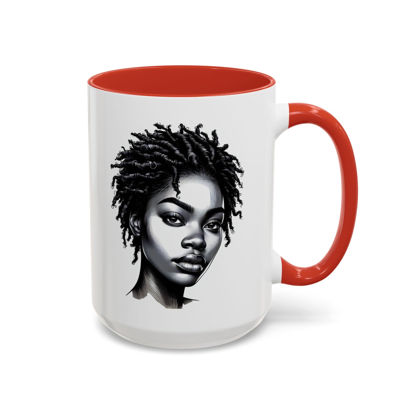 Afrocentric Accent Coffee Mug, Artistic Mug for Home, Unique Gift for Her, Afro Hair Black American African Girl
