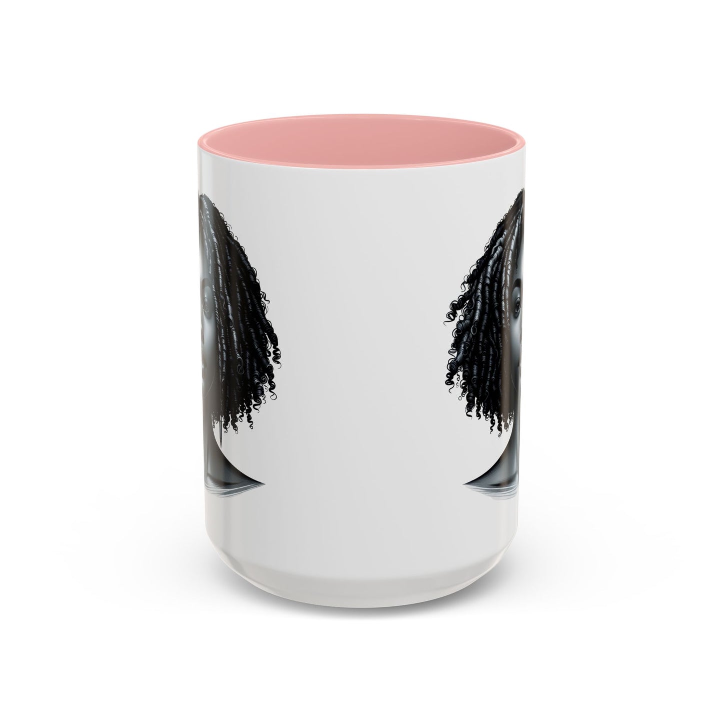 Elegant Black Woman Accent Coffee Mug. Afrocentric Gift for Coffee Lovers, Afro Hair Black American African Girl