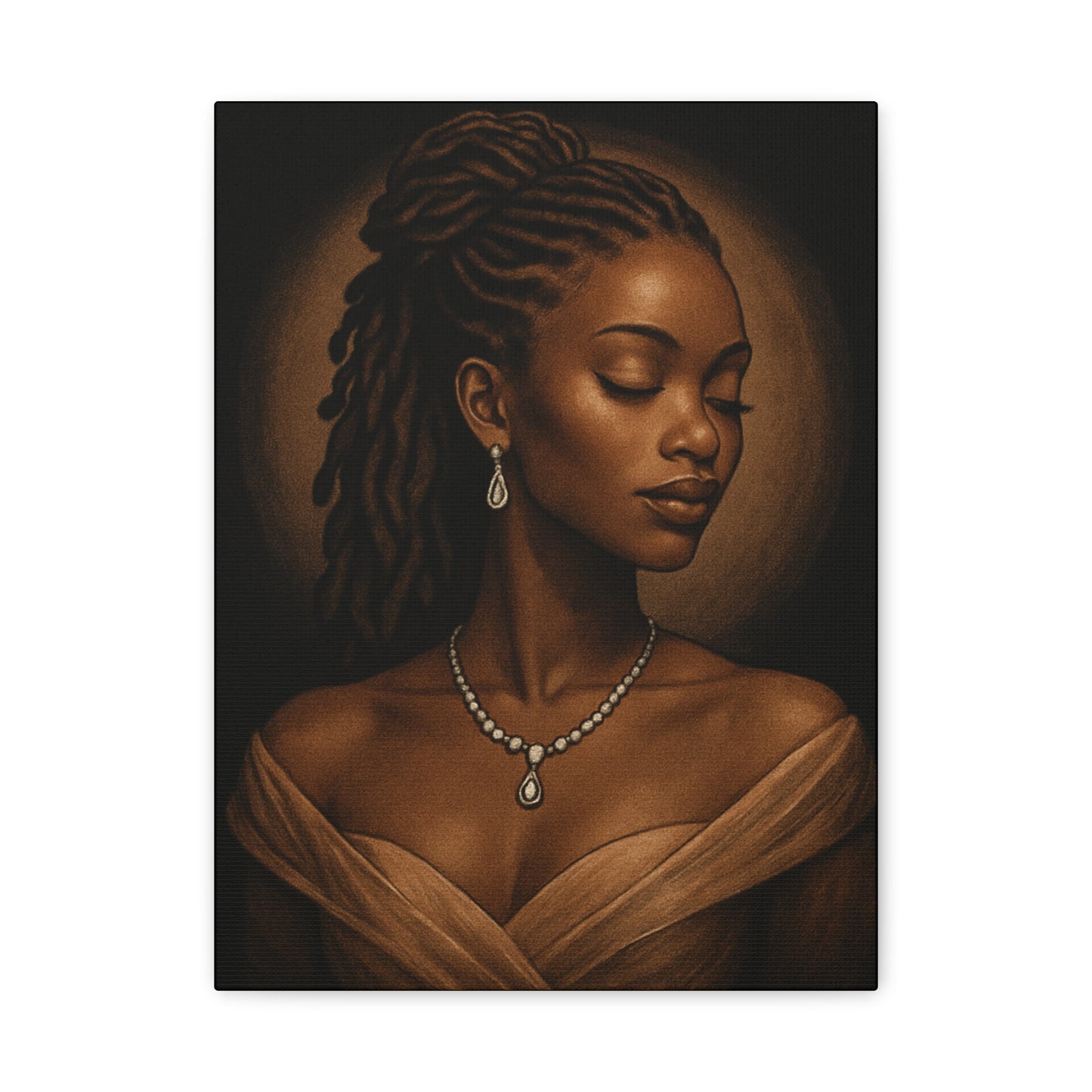 Elegant Wall Art Print, Black Woman Portrait, Home Decor, Inspirational Art, Gift for Her, Canvas Artwork