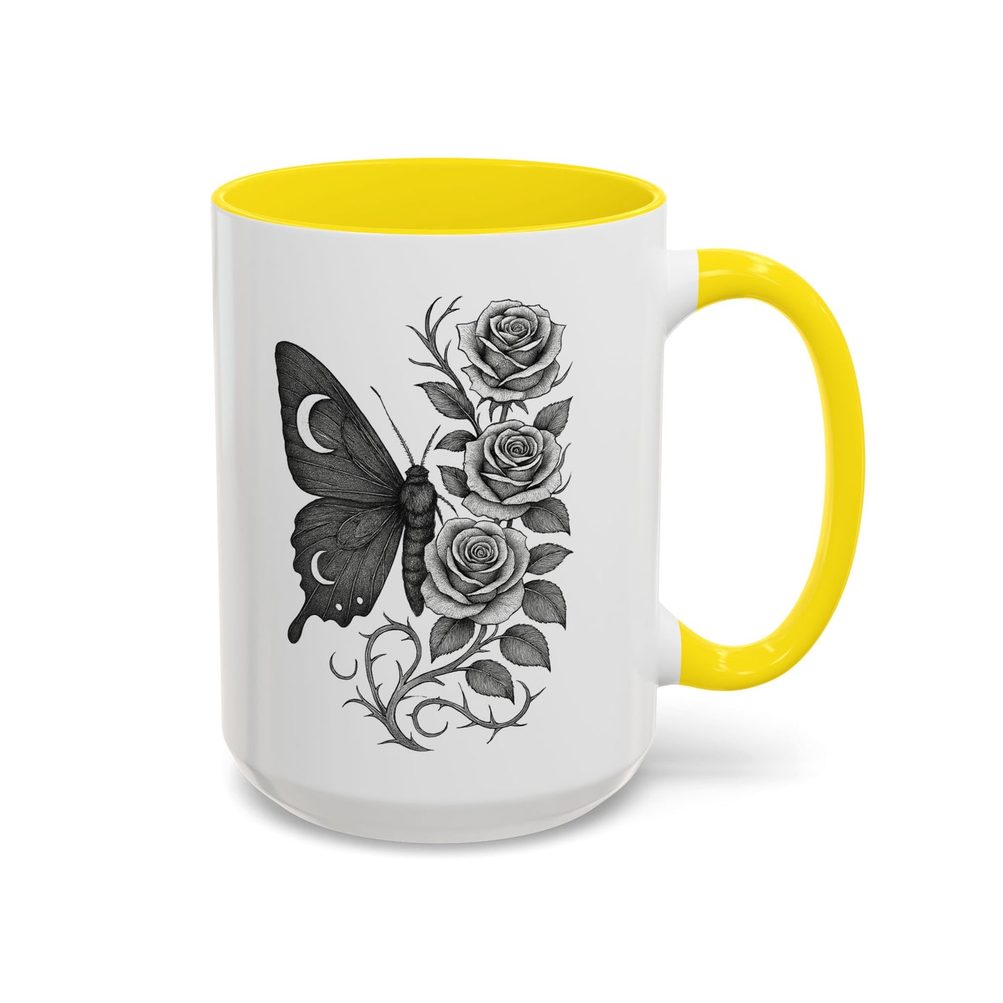 Elegant Floral Butterfly Mug. Black & White Coffee Cup. Home Decor, Gift for Her, Cater to Plant Lovers, Birthday, Everyday Use