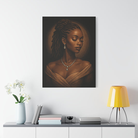 Elegant Wall Art Print, Black Woman Portrait, Home Decor, Inspirational Art, Gift for Her, Canvas Artwork
