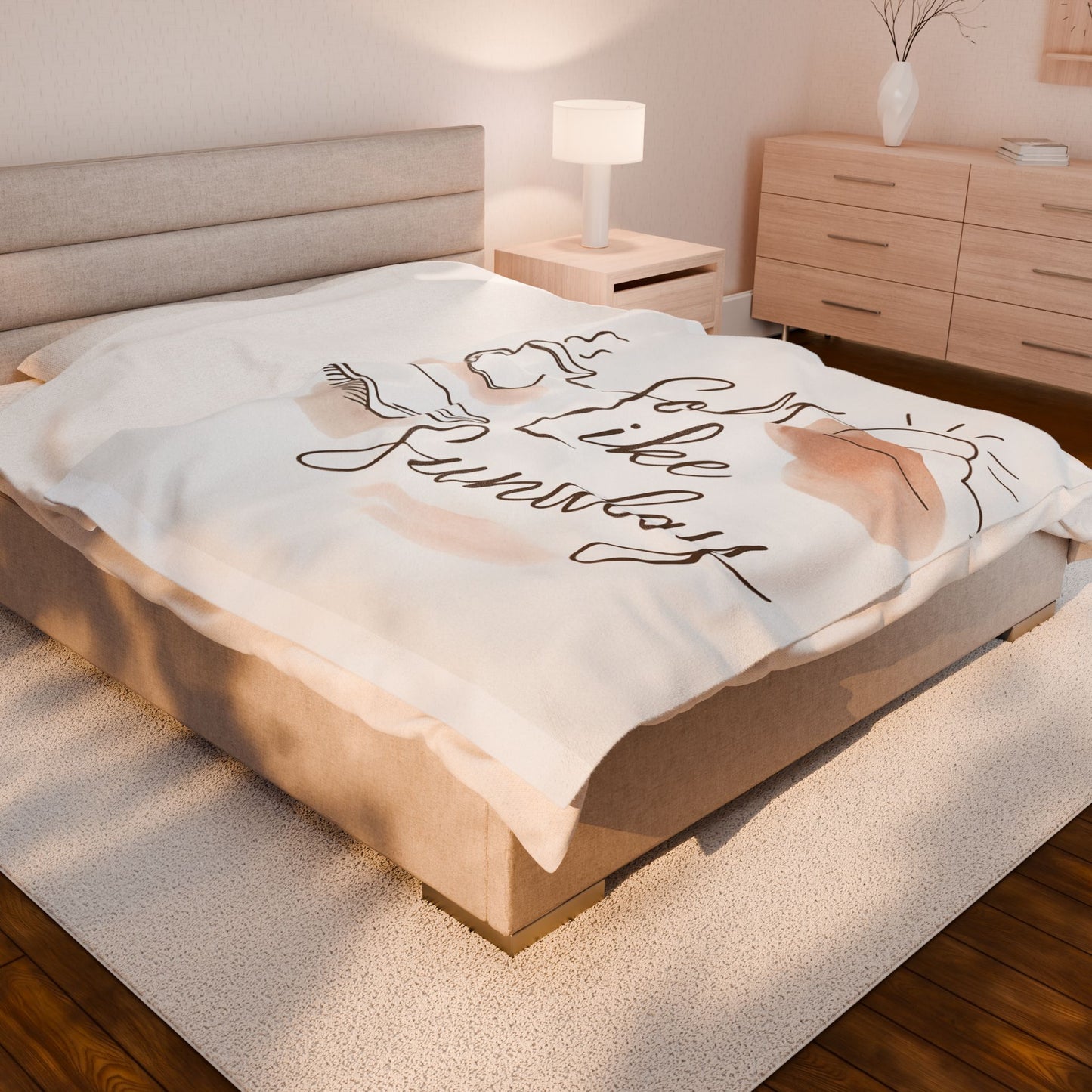 Soft Like Sunday Design, Cozy Velveteen Plush Blanket, Throw Blanket for Relaxation, Home Decor, Gift for Her