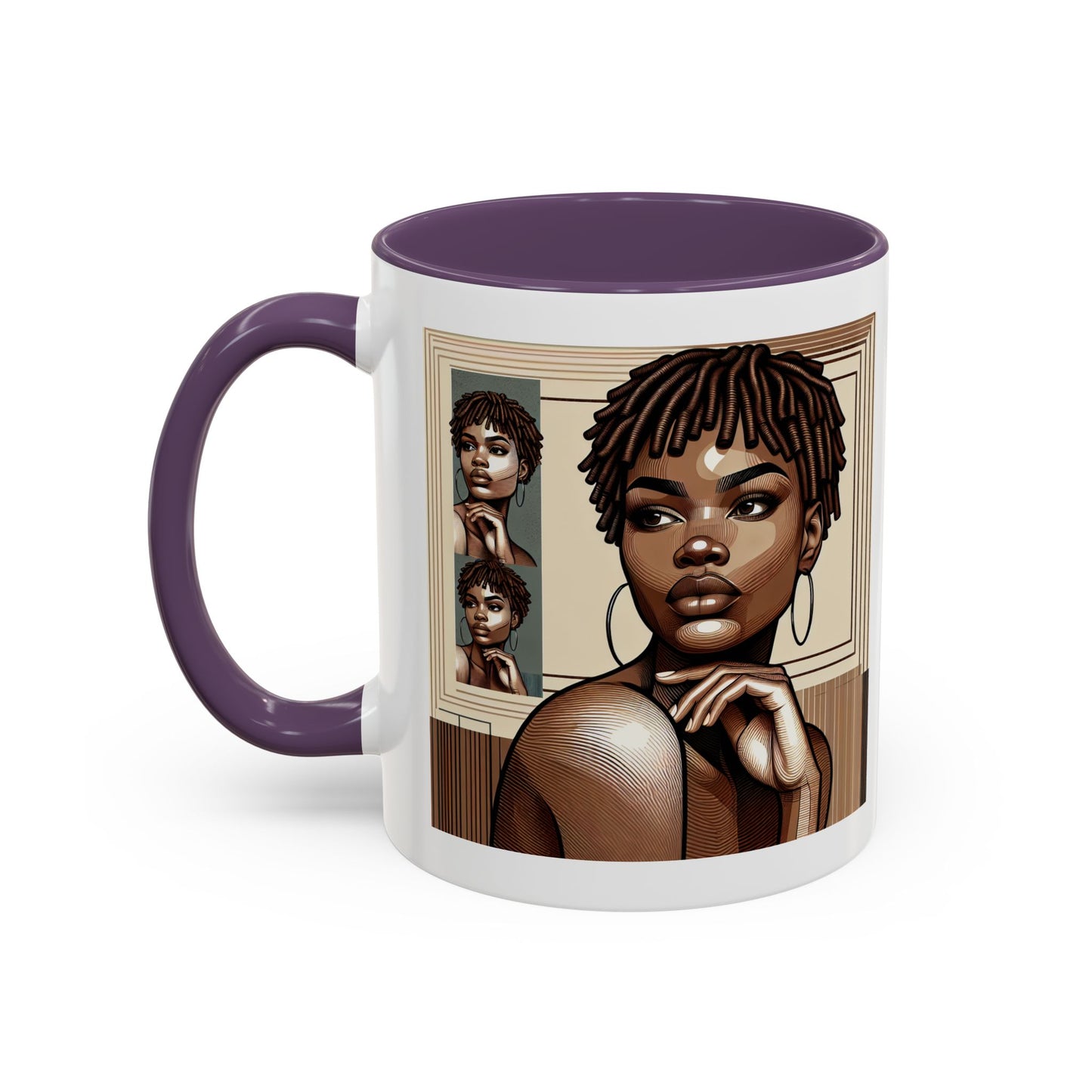 Elegant Art Coffee Mug, Unique Mug Gift, Black Girl Coffee Cup, Afrocentric Accent Mug