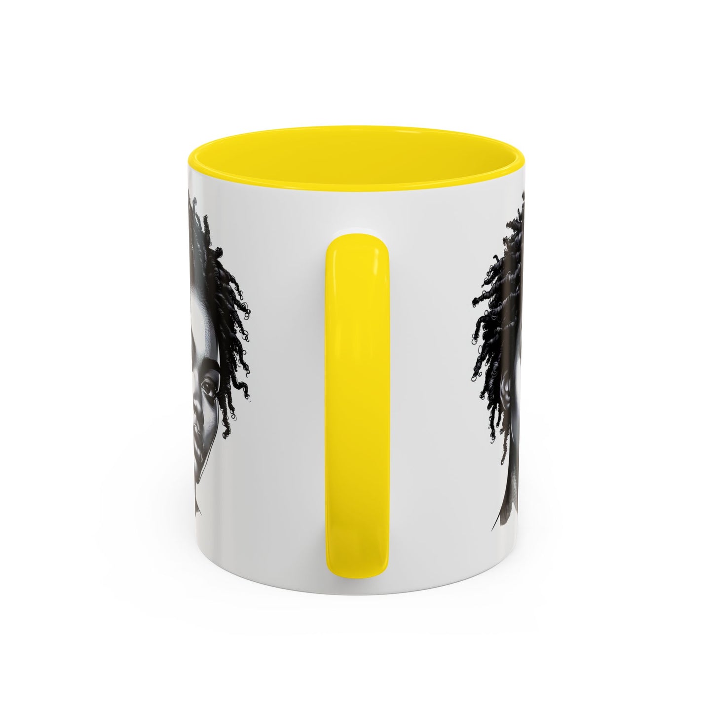 Afrocentric Accent Coffee Mug, Artistic Mug for Home, Unique Gift for Her, Afro Hair Black American African Girl