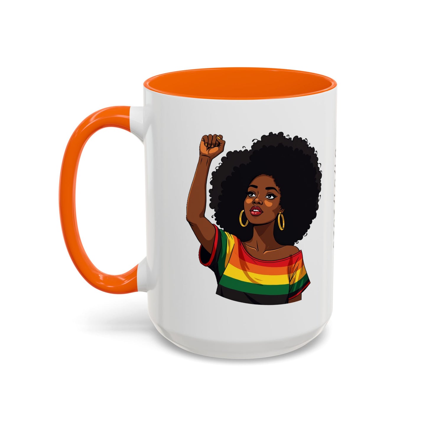Empowered Black Woman Personalized Coffee Mug. Afro Hair Black American African Girl
