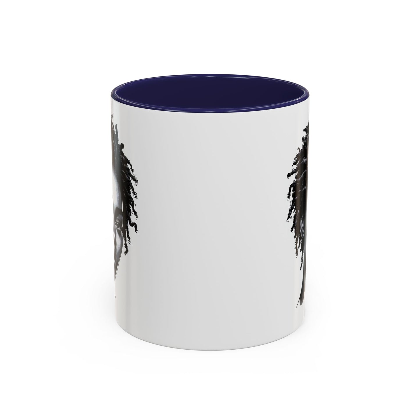 Afrocentric Accent Coffee Mug, Artistic Mug for Home, Unique Gift for Her, Afro Hair Black American African Girl