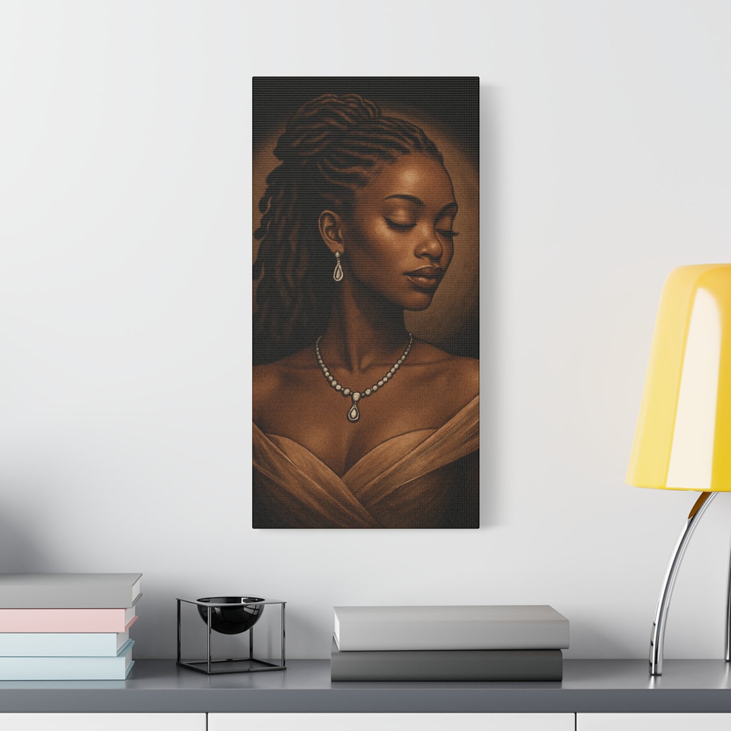 Elegant Wall Art Print, Black Woman Portrait, Home Decor, Inspirational Art, Gift for Her, Canvas Artwork