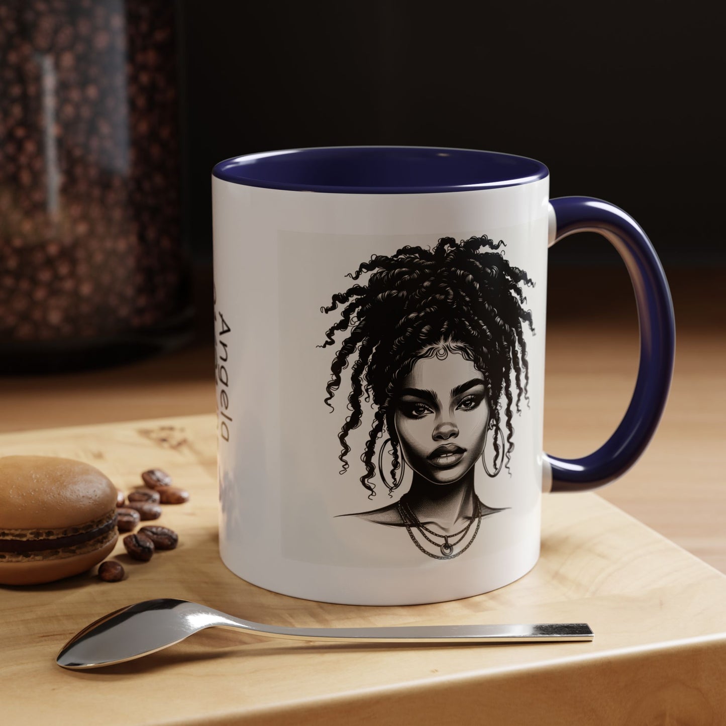 Messy Bun Personalized Coffee Mug, Gift for Coffee Lovers, Afro Hair Black American African Girl