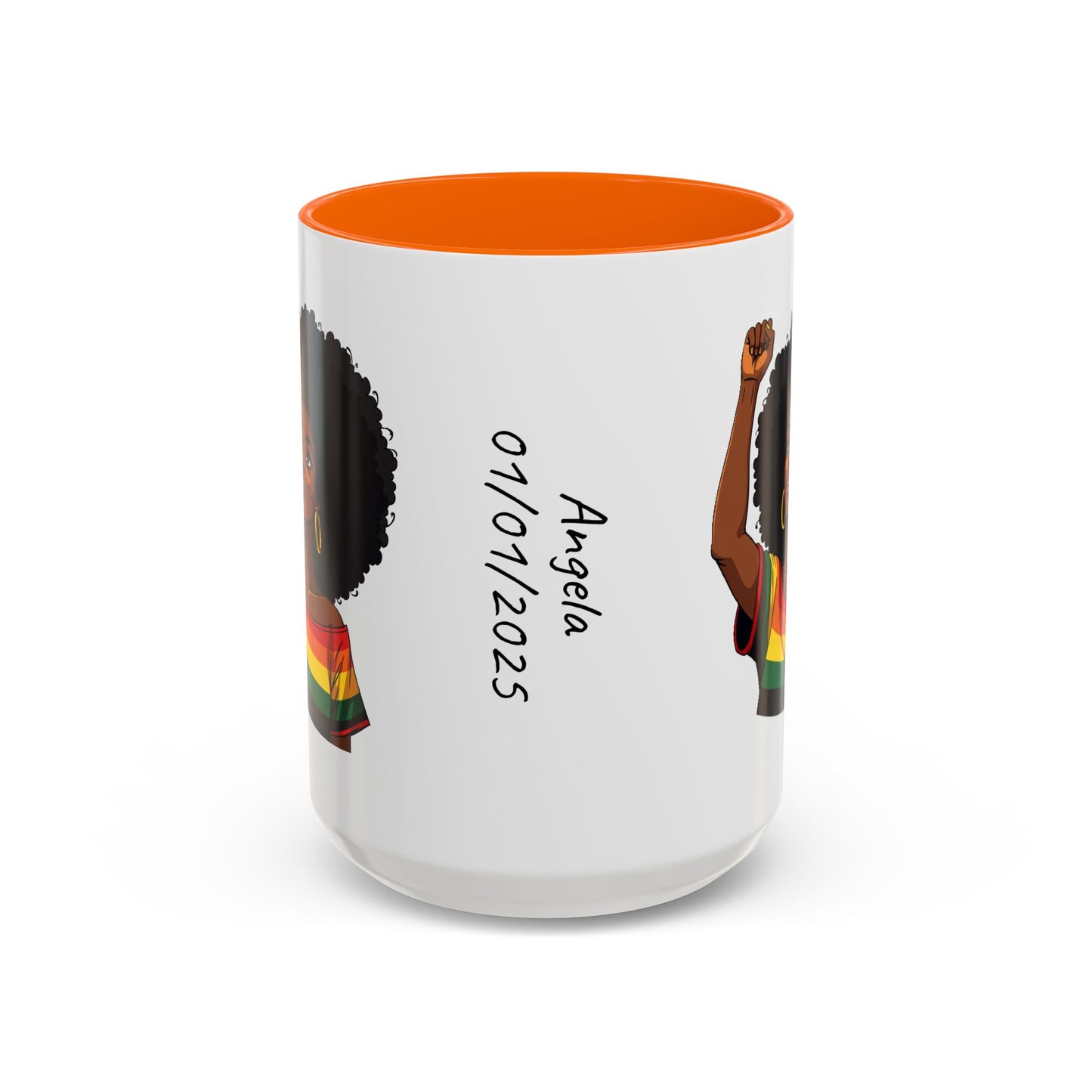 Empowered Black Woman Personalized Coffee Mug. Afro Hair Black American African Girl