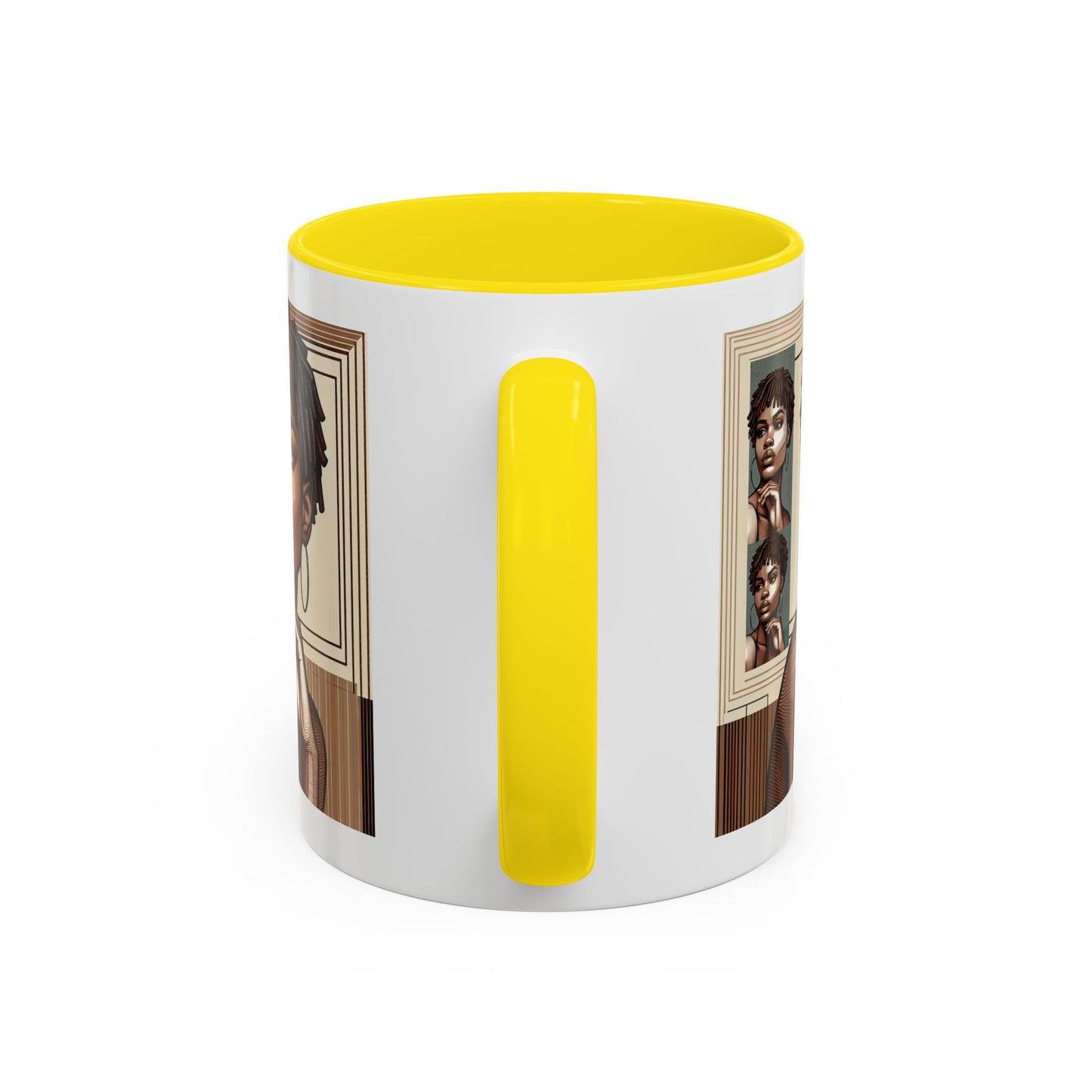 Elegant Art Coffee Mug, Unique Mug Gift, Black Girl Coffee Cup, Afrocentric Accent Mug