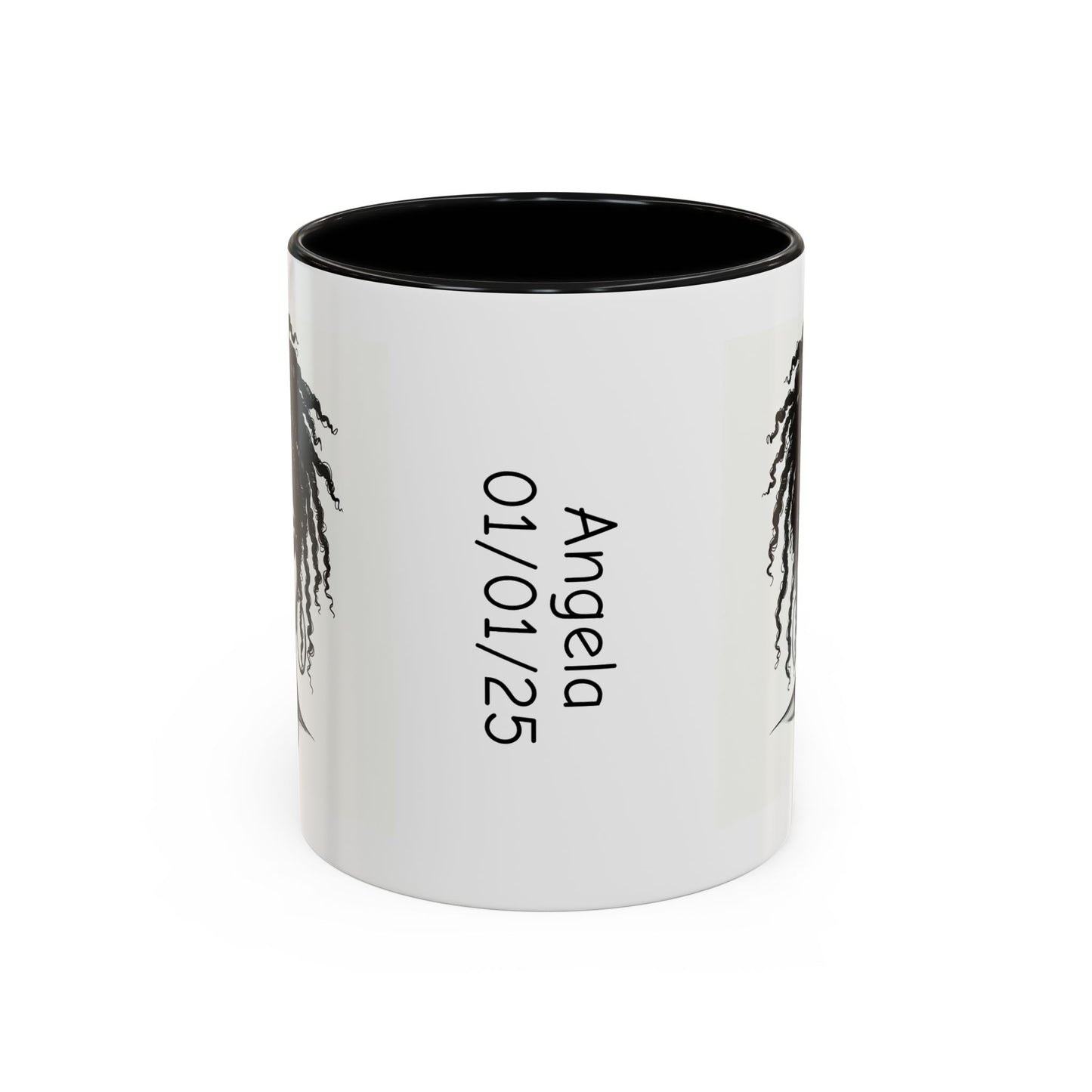 Messy Bun Personalized Coffee Mug, Gift for Coffee Lovers, Afro Hair Black American African Girl